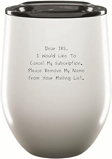 Funny CPA Accountant Gift for Friends Coworker IRS Subscription Cancellation 12oz Wine Tumbler Cup