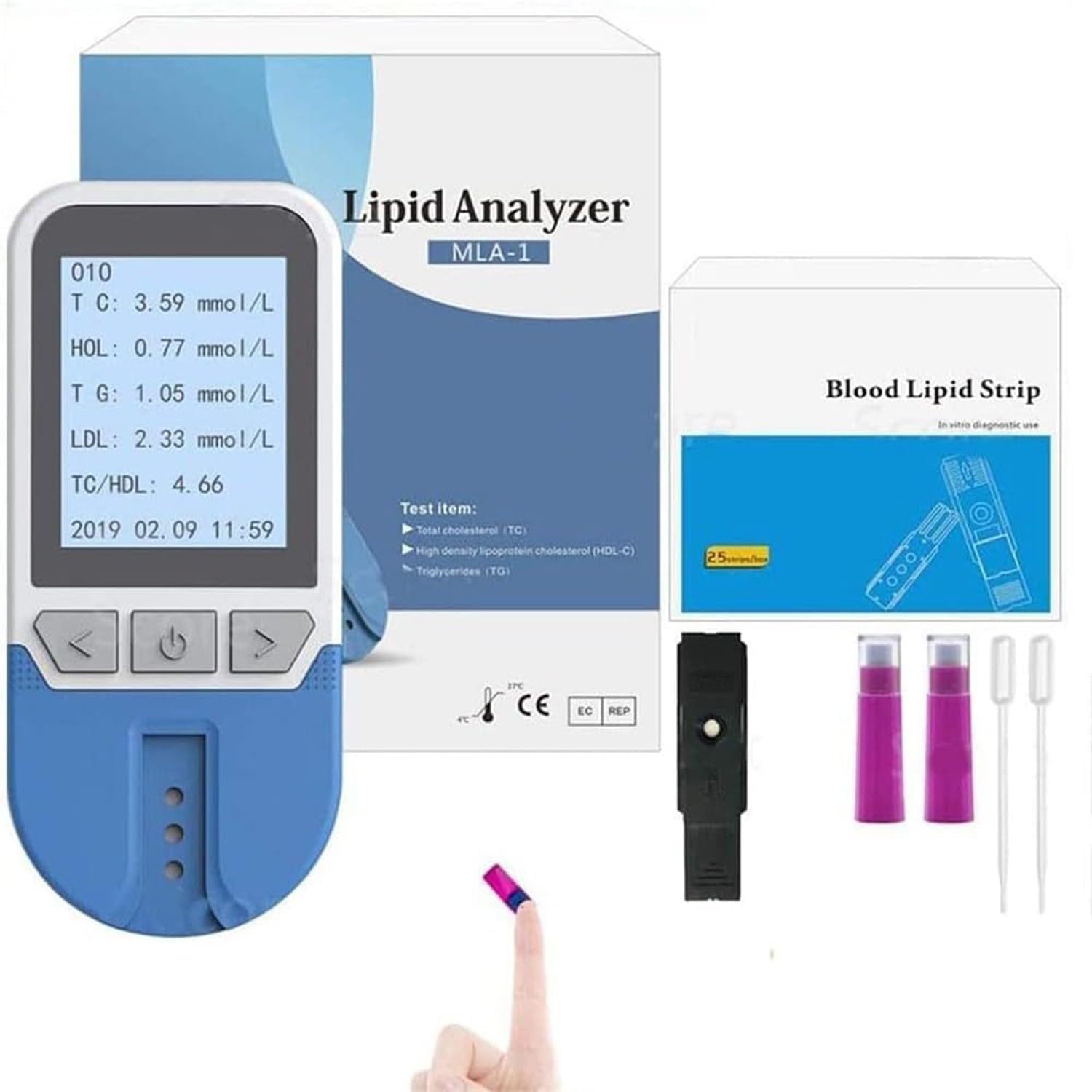 4 In 1 Tester Di Colesterolo Multifunzionale Con 25 Strisce,Misuratore Colesterolo,Misuratore Colesterolo E Trigliceridi Per La Misurazione Del Colesterolo Totale,LDL,HDL Con Borsa Trasporto