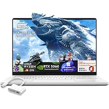 ASUS ROG Zephyrus G14 14" OLED 3K 120Hz Gaming Laptop, AMD Ryzen 9 270, RTX 5060, 16GB LPDDR5X RAM 2TB SSD, WiFi7, Backlit KB, Win11Pro Office Lifetime License, White, w/USB 3.0 Hub, W/GaLiMu