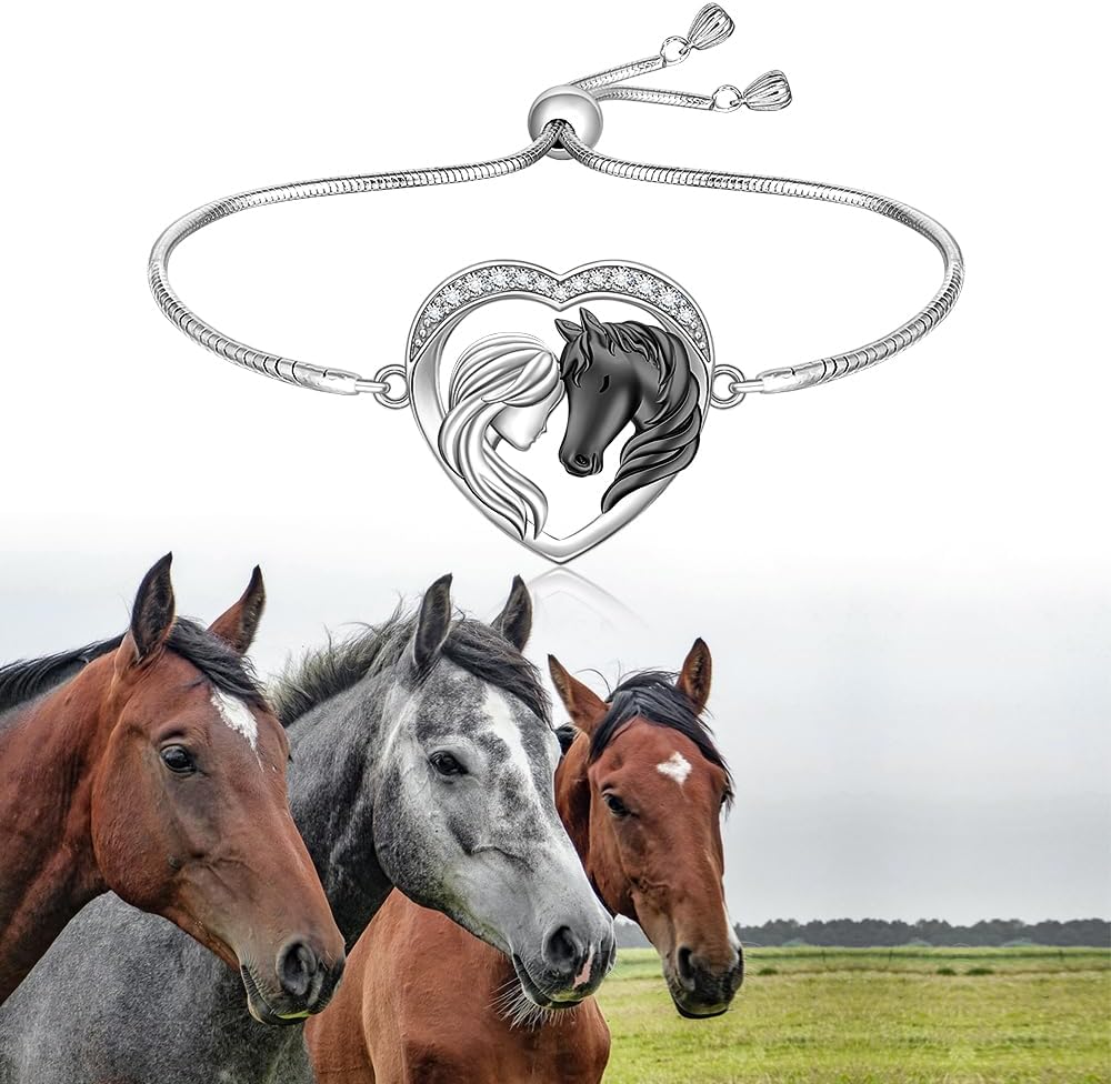 Fenthring Horse Bracelet for Women 925 Sterling Silver Black Horse Bracelets Jewelry Gifts Adjustable 9 Inches Snake Chain - Image 6