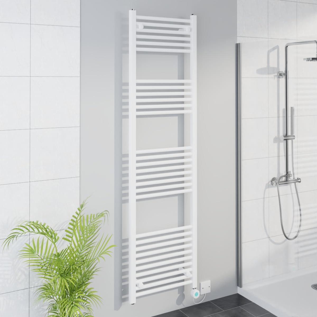 Warmehaus WiFi Electric Bathroom Straight Radiator Timer 1800x500mm White