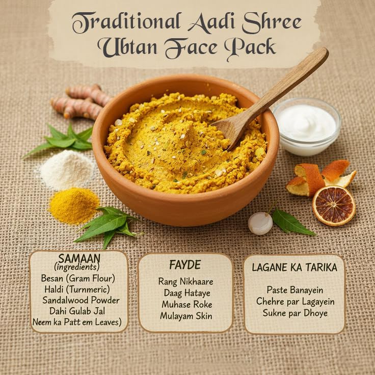 Image of Ubtan Face Pack with Turmeric & Saffron for Normal to Oily Skin For Men & Women-100gm