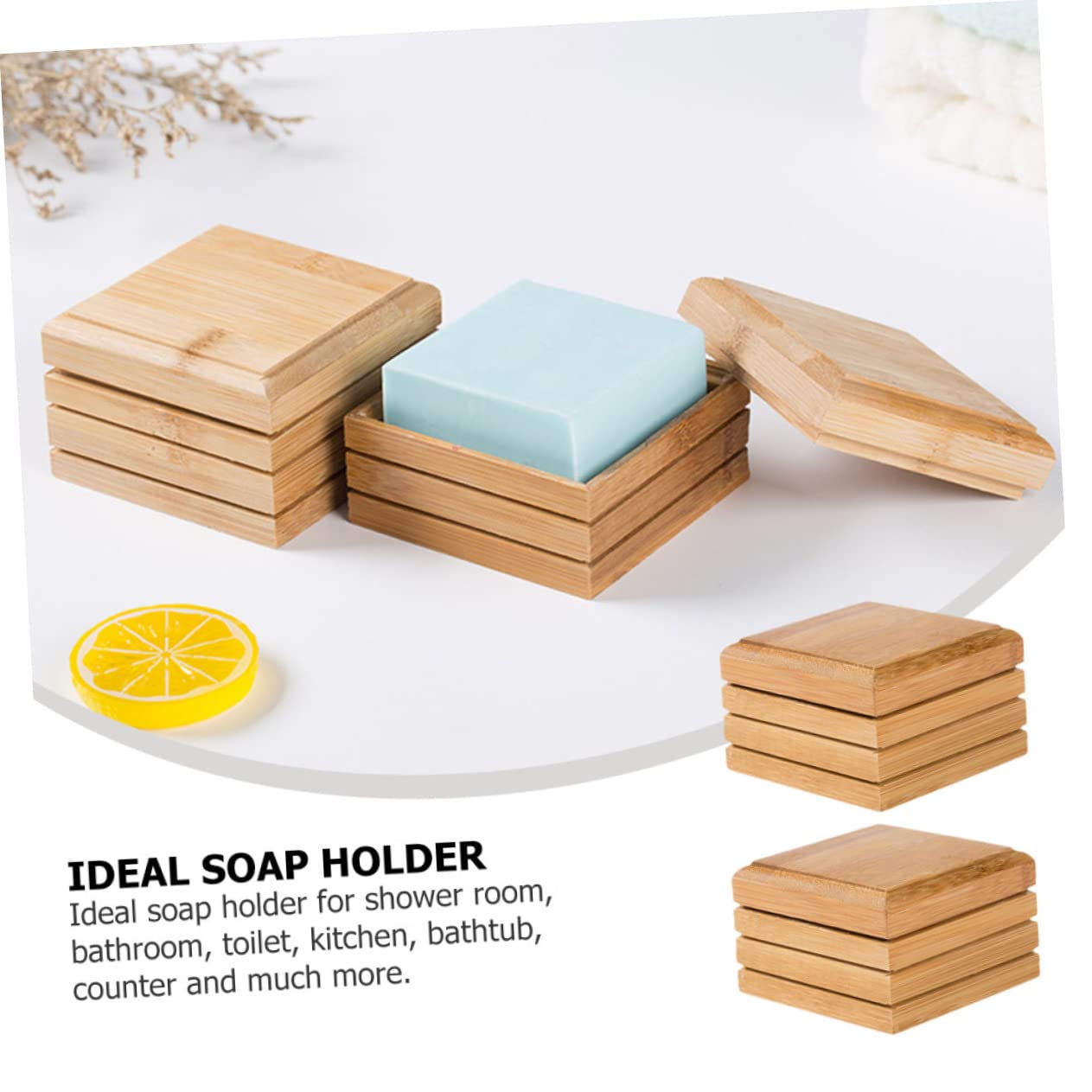 WOONEKY 4piezas Jabonera De para Drenaje Soporte De Jabón Natural para Baño y Cocina Diseño y Estético Mantiene Jabón y Seco