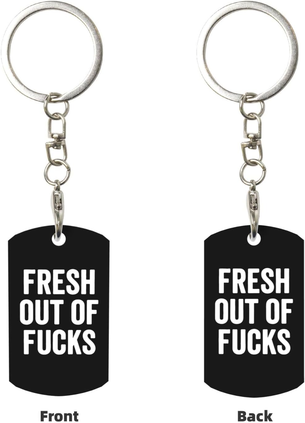 Fresh Out of Fucks Stainless Steel Keychain for Men Women - Sleek Key Ring for Car Keys, House Keys, Aluminium Metal Durable, Gift for Birthday, Christmas, Anniversary image 2