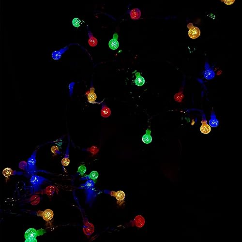 Miniatura 5 de Anycosy Guirnalda de luces de Navidad G3, 50 luces LED globo, impermeables, funciona con pilas, luces multicolor, 8 modos y temporizador para árbol
