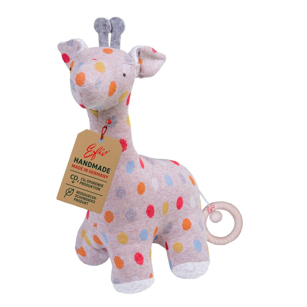 Efie Bio-Spieluhr Giraffe, Handgefertigt in Deutschland, 100% Bio-Baumwolle, Recycelte Füllung, Nachhaltig, Babyspielzeug ab Geburt, ca. 32 cm (Melodie: Mozarts Wiegenlied, schlafe Mein Prinzchen……)