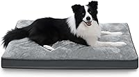 NUPIDA Waterproof Dog Crate Bed 35x22 Inch Gray - Plush Velvet, Washable Cover, Anti-Slip, 3" Thick Support for Dogs Up to 50lbs