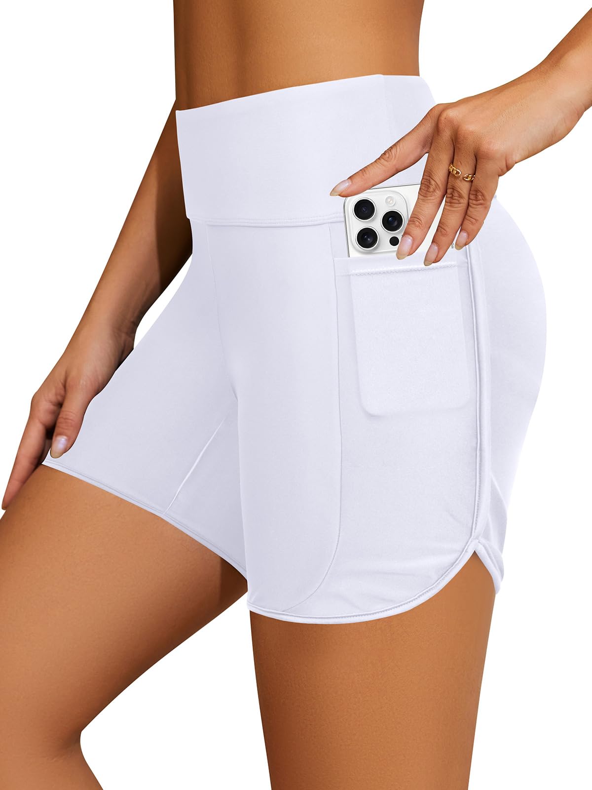 SHEKINI Pantaloncini da Bagno Donna Nuoto Vita Alta Estivi Costumi Bikini Shorts con Slip Rapida Protezione UV con Tasche Sportivi Pantaloncini da Spiaggia