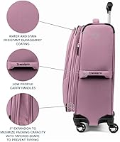 Vista 151 de Travelpro Maxlite 5 - Juego de 2 piezas de equipaje de mano de tela, expandibles con 4 ruedas giratorias, bolso blando para debajo del asiento, Negro