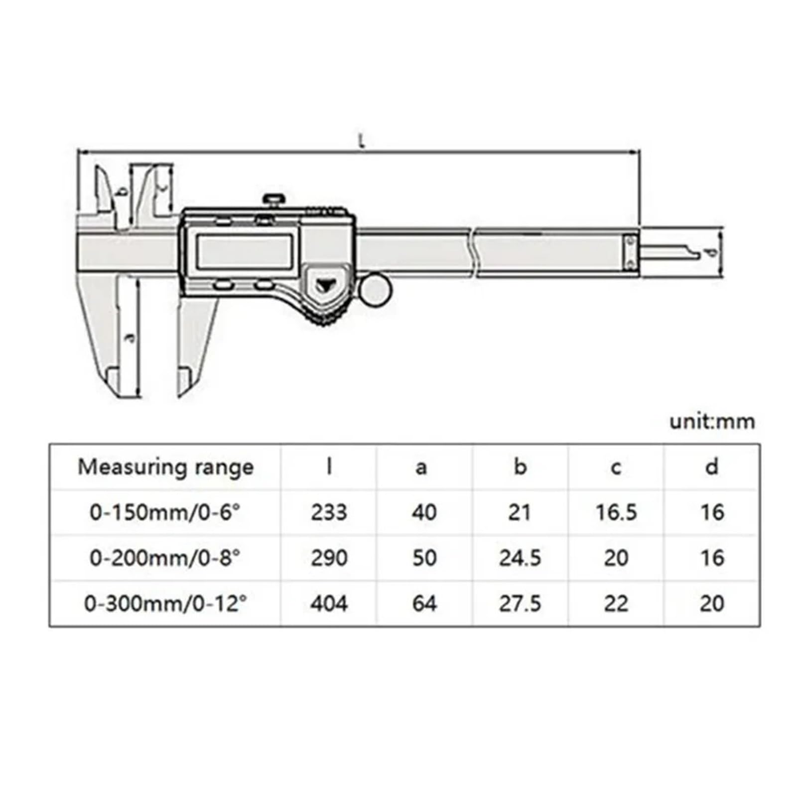 Calibri digitali assoluti Calibro Vernier 8 pollici 150 mm 500-197-30 200 300 Strumenti di misurazione for la lavorazione del legno in acciaio inossidabile per officina meccanica(300mm)