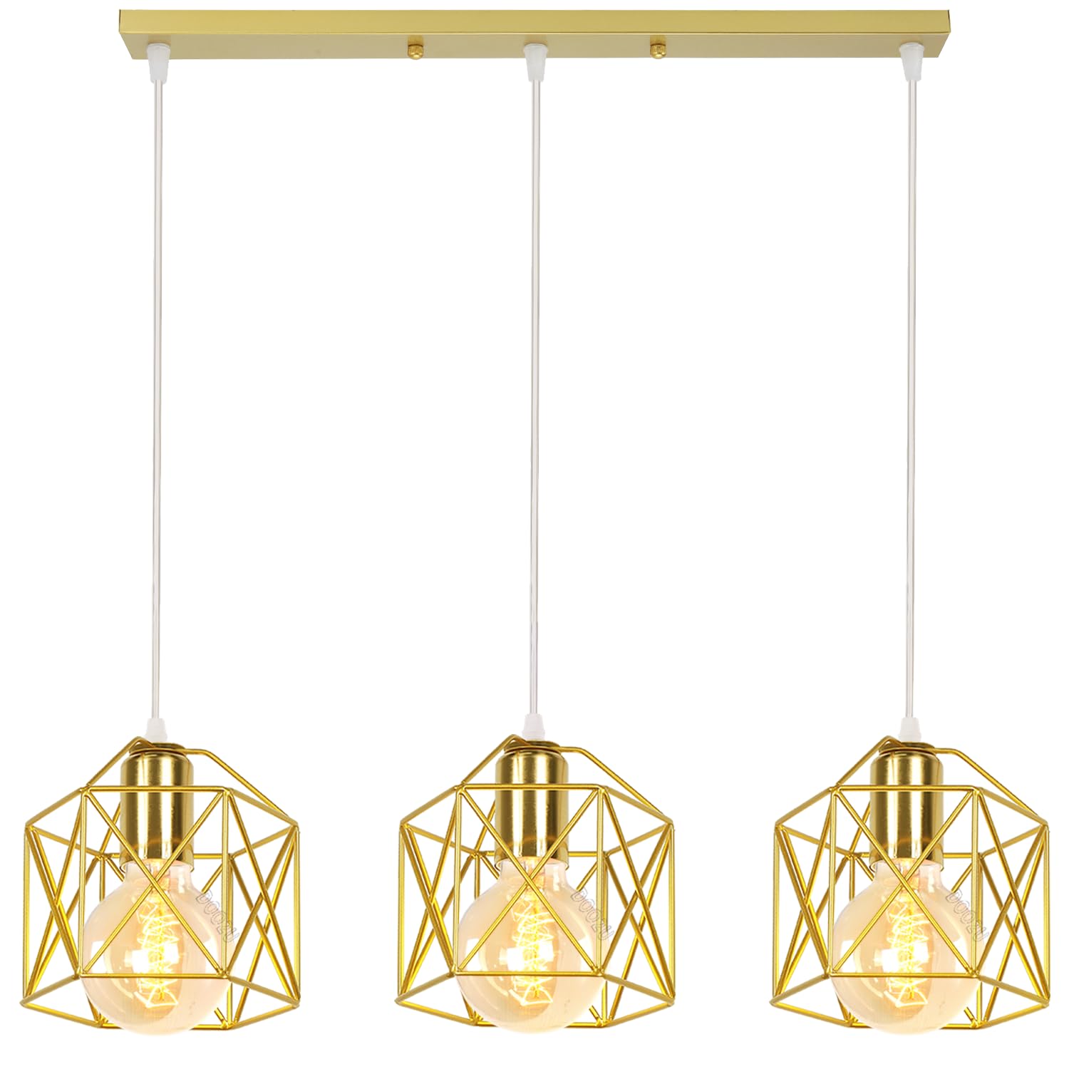PETITES ECREVISSES Lampara Techo Colgante 3 luces Vintage Lámpara Colgante Industrial 16cm Diseño de Hexágono de Hierro Iluminación de Techo de Interior Lámpara para Cocina Comedor Dormitorio