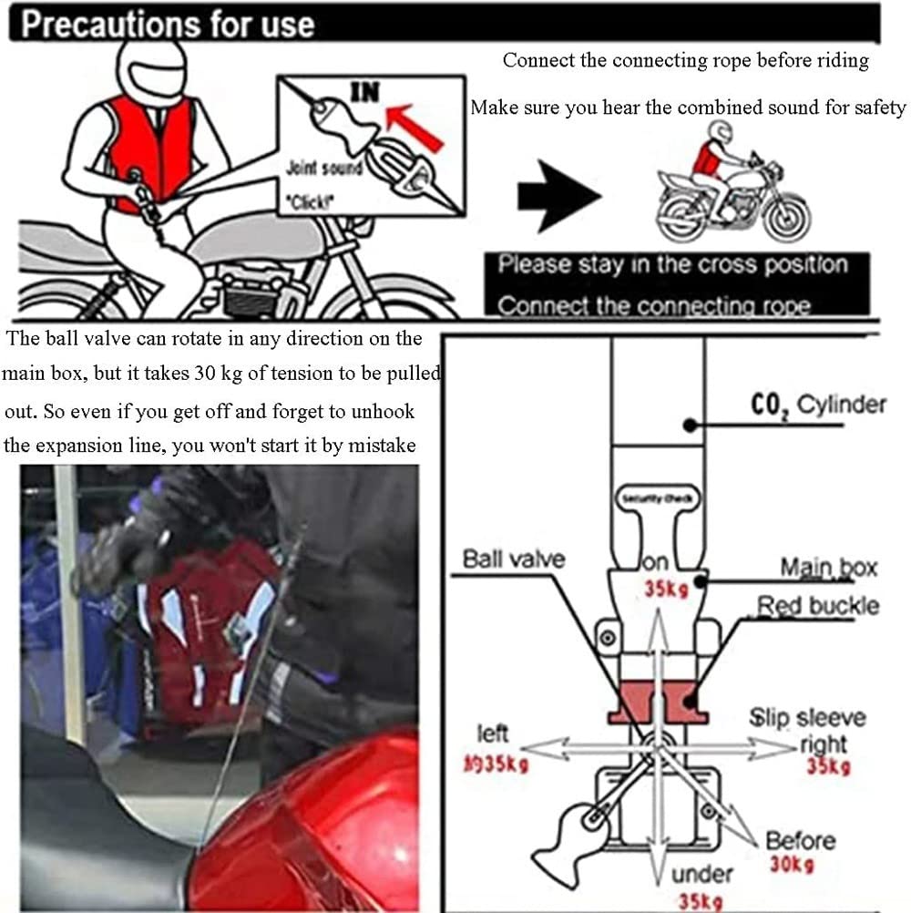 Motocykle Nadmuchiwana kamizelka ochronna z paskiem odblaskowym Kurtka dla motocyklistów z poduszką powietrzną System poduszek powietrznych Wyzwalacz 0,1 sekundy chroni plecy, talię, biodra i ogon krę