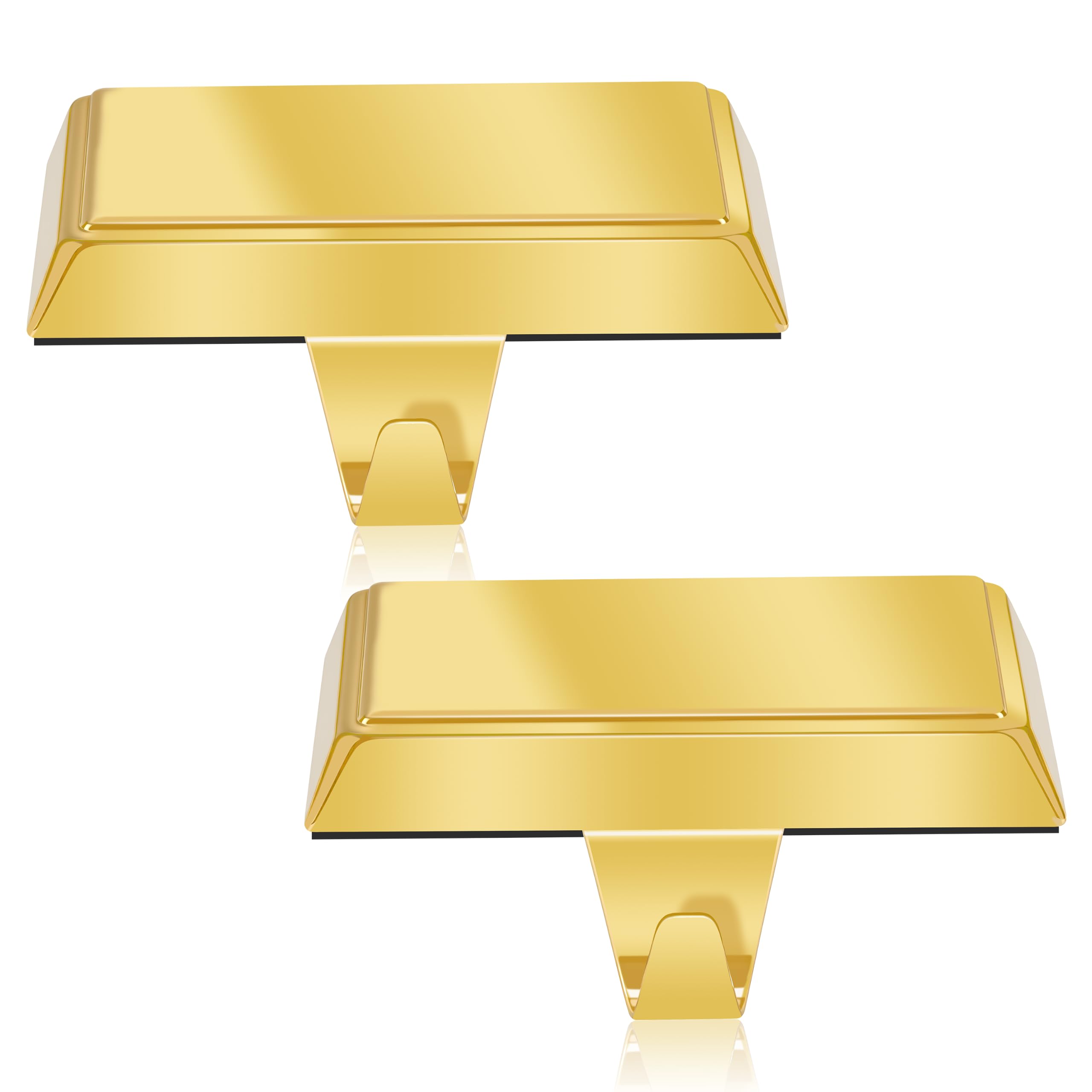 2 soportes para calcetines de Navidad para mantel, ganchos de metal para colgar, para chimenea, decoración de fiesta de Navidad (dorado)