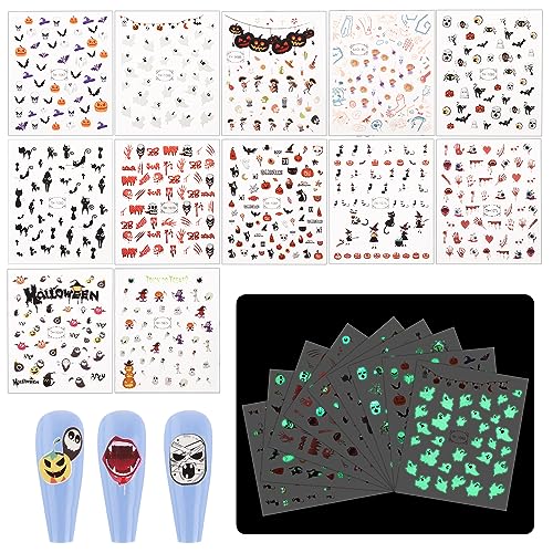 12pz Adesivi per Nail di Halloween, Adesivi Unghie...