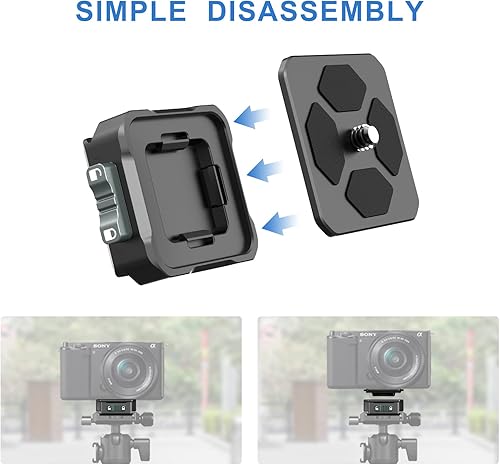 Miniatura 1 de UURIG - Placa de liberación rápida para cámara con rosca de tornillo de 14 a 38 pulgadas sistema de liberación rápida con placa QR adaptador de