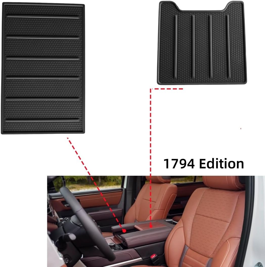 Center Console Tray Liner Compatible with 2022-2026 Tundra & 2023-2026 Sequoia Accessories Anti-Slip Hexagonal Black Silicone Material Center Console Organizer Protective Pad (for 1794)