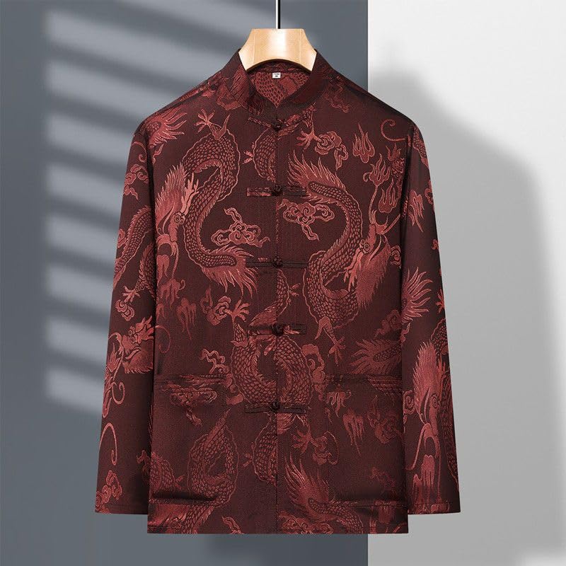 Camisa de seda de hielo para hombre con sofisticado cuello mandarín 7