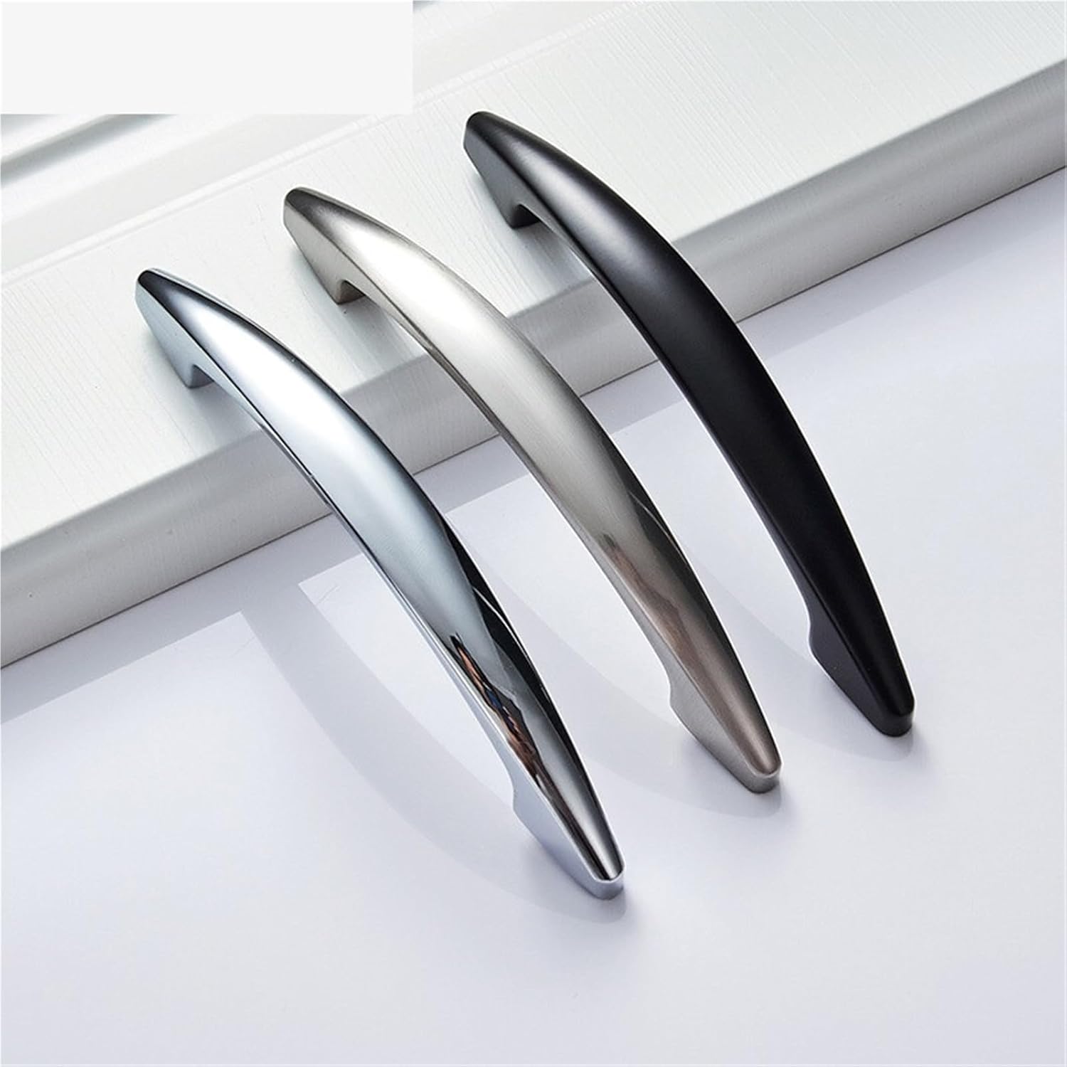 Furniture Handle Bright Chrome Handles Kitchen Cabinet Handles Solid Drawer Knobs Silver Cupboard Door Wardrobe Pulls 1Pcs(Matte Black)