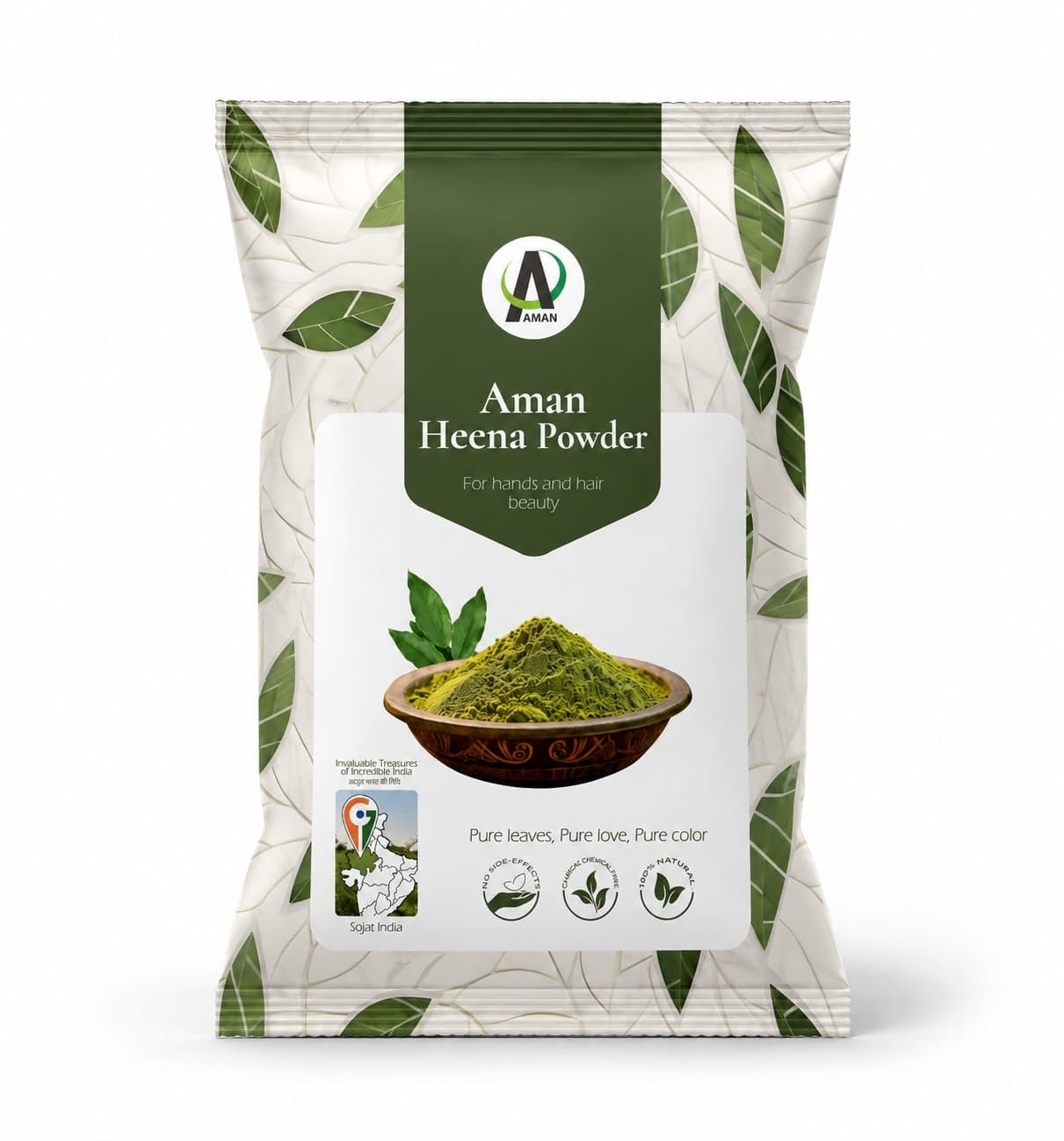AMAN Henna Powder for Natural Hair Color | 100% Herbal Mehndi for Hair Conditioning, Shine & Grey Coverage | Chemical Free Hair Care for Men & Women-image-4