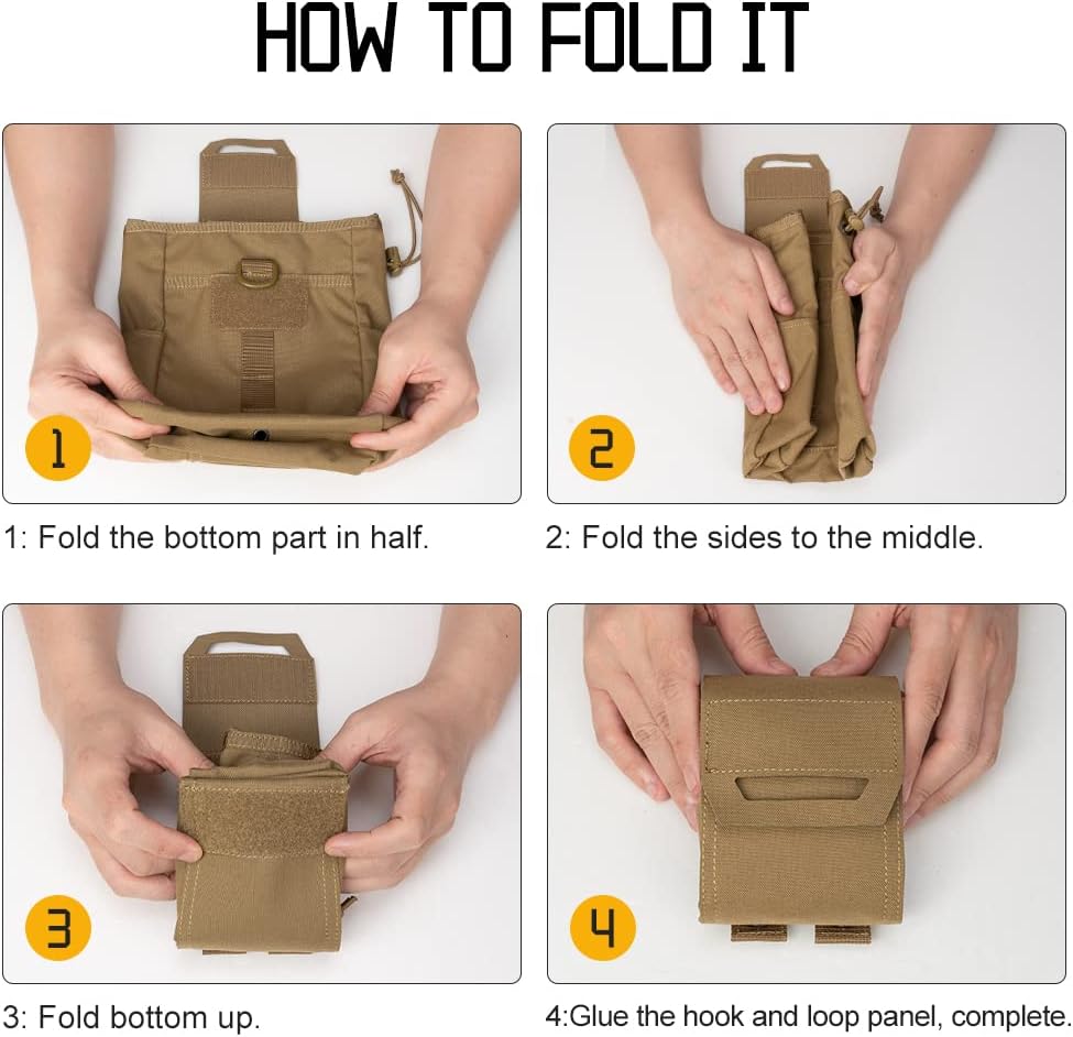 IDOGEAR Molle Dump Pouch Tactical Pouches Roll-up Drawstring Mag Pouches Foldable for Battle Belt Vest Plate Carrier Backpack Utility Folding Dump Pouch Waist Bag