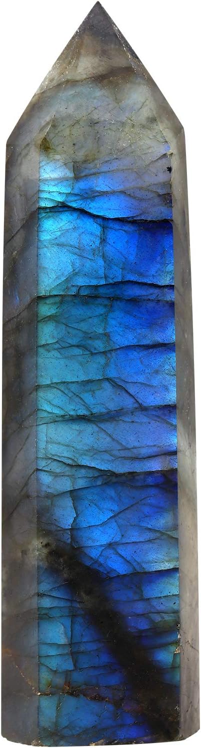 JspeggyHealing Crystal Wands 1 Pc Faceted Prism Wand Healing Stone Wand .1.8-2.5inches. Amethyst, Rose Quartz, Crystal, Black Obsidian, Green Fluorite, Rainbow Fluorite, Lapis Lazuli (Labradorite)