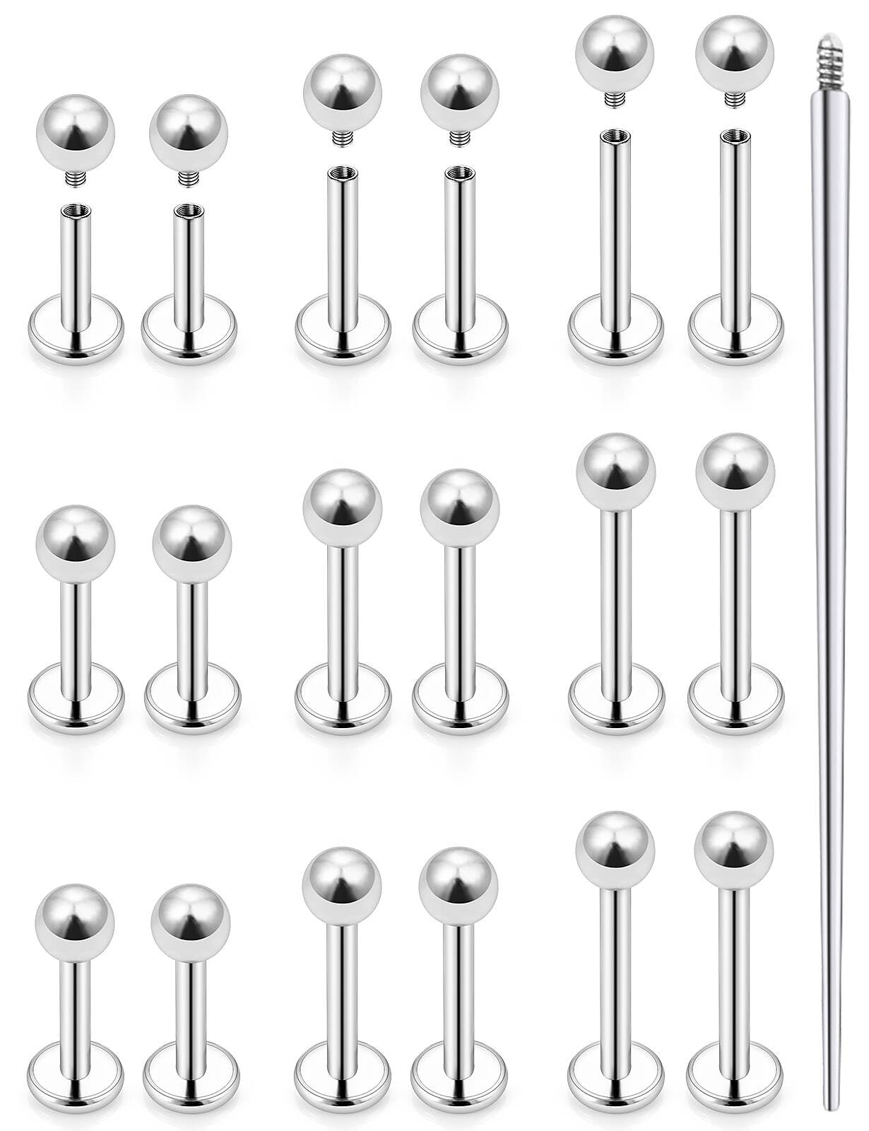 18G 16G 14G Lip Labret Medusa Monroe Piercing Jewelry Internally Threaded Surgical Steel Snake Bites Lip Rings Flat Back Cartilage Tragus Helix Conch Earring Stud 6mm 7mm 8mm Bars-image-28