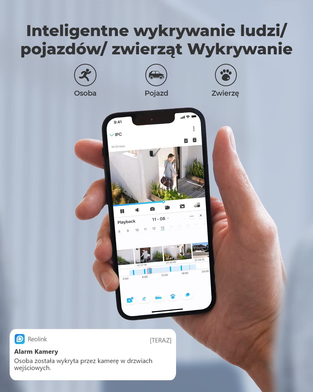 Reolink Kamera Ochronna 12MP PoE, Oświetlenie Punktowe, Wykrywanie Ludzi/Pojazdów, Widzenie w Nocy w Kolorze, Dwukierunkowy Dźwięk, Nagrywanie 24/7, Funkcja Poklatkowa, Gniazdo Kart microSD, RLC-1224A