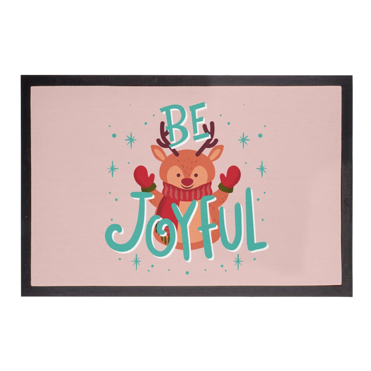 Paillasson rose 75x50cm avec illustration de renne de Noël pour entrée