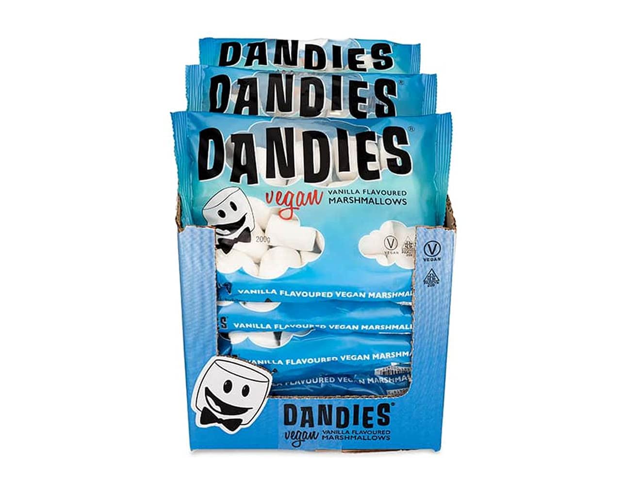 Dandies Vegan Vanilla Flavoured Marshmallows Multipack – 12 x 200g Bags | Vegetarian Friendly | Gluten Free | Non-GMO | No Artificial Flavours Or Colours | Kosher | Allergen Free | Plant Based Snack