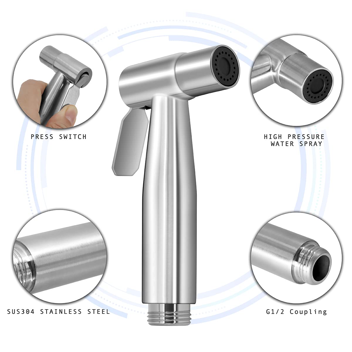 Doccetta Per WC In Acciaio Inox - Pulizia E Igiene, Getto Regolabile, Senza Accessori - Foto 8