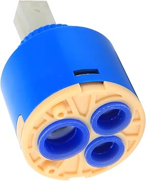 40mm Ceramic Faucet Cartridge, PP Plastic Ceramic Disc Cartridge Replacement with 3 Holes, Leak Proof Ceramic Cartridge for Single Handle Kitchen, Bathroom Faucets