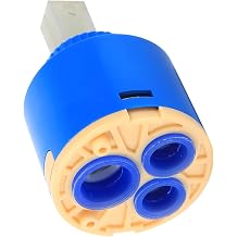 40mm Ceramic Faucet Cartridge, PP Plastic Ceramic Disc Cartridge Replacement with 3 Holes, Leak Proof Ceramic Cartridge for Single Handle Kitchen, Bathroom Faucets