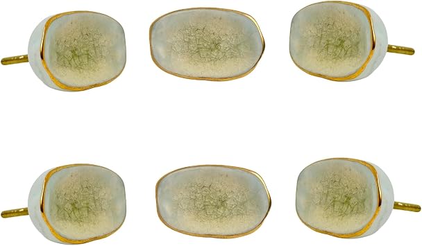 Perilla Home Set of 6 Kono Off White Ceramic Knob for Kitchen Cabinets - Ceramic Handles and Pull Knob for Dresser Drawer | Living Room | Kitchen | Bathroom | Closet Cupboard Furniture