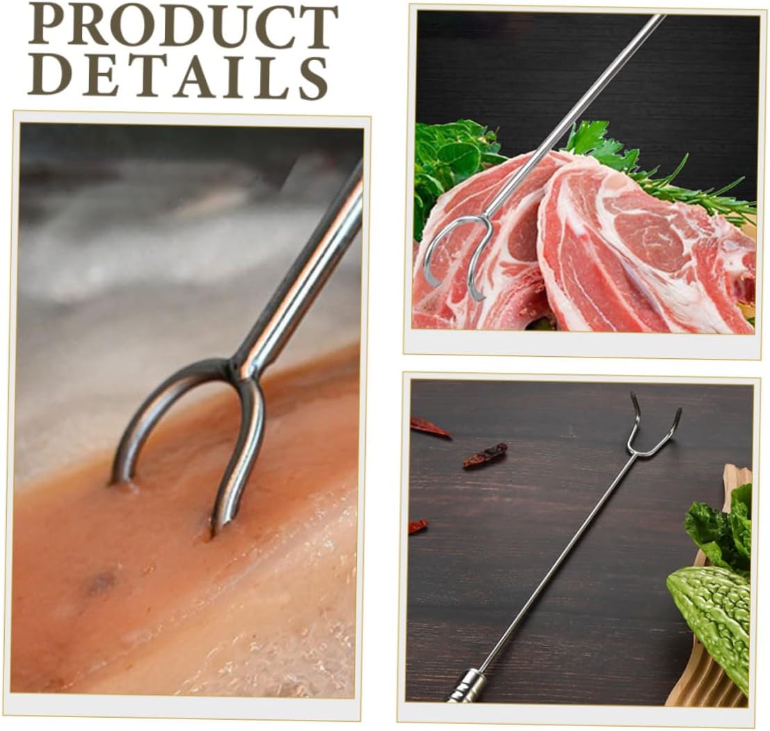 YARNOW Meat Hook Turner for Bbq and Grilling Handle and Easy to Flipper for Meat Preparation and Cooking