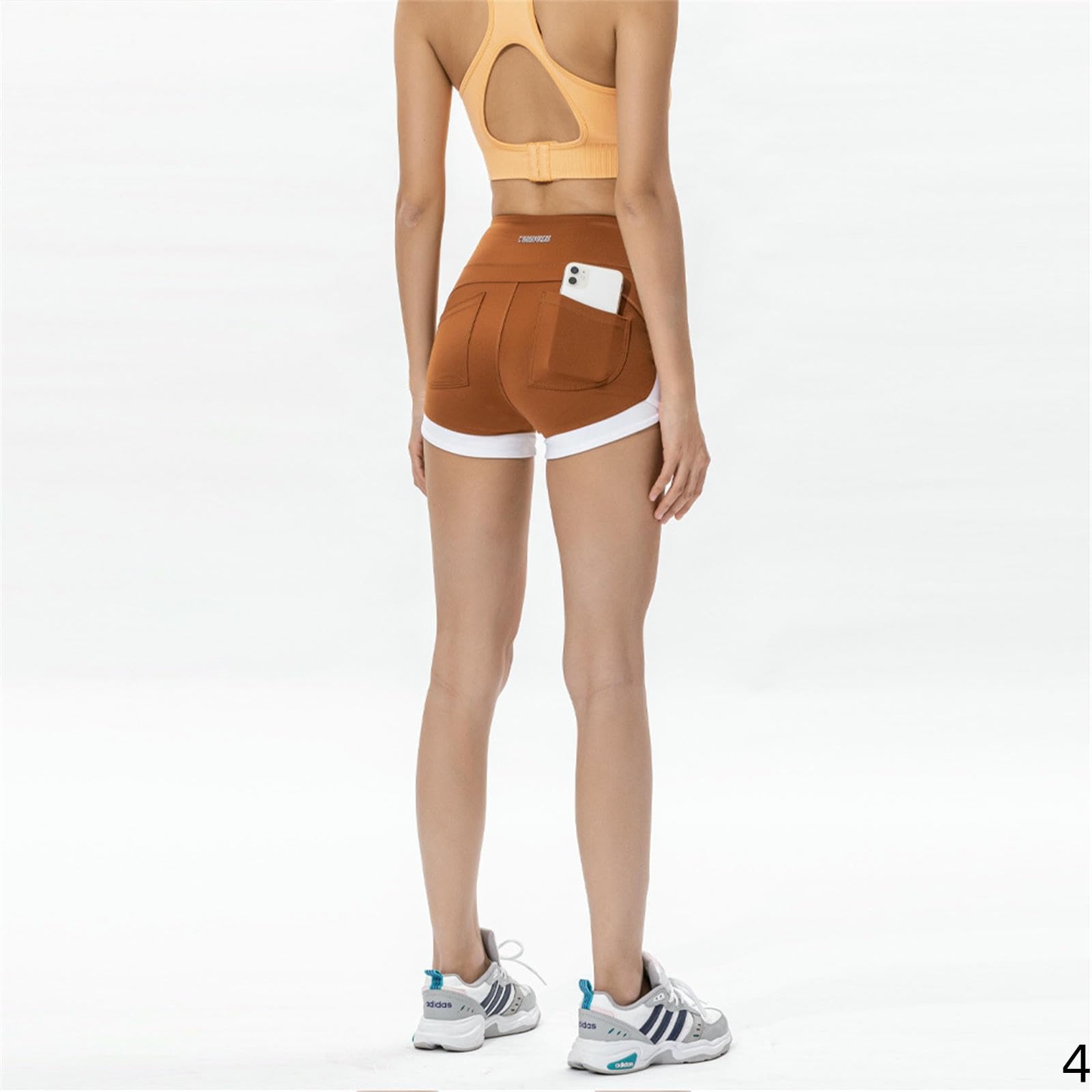 Shorts Donna Pantaloncini di Fitness Sportivi Estivi per Le Donne Ad Alto Numero Anca con Tasche Elastico Asciugatura Rapida Elastica-Blu-XL