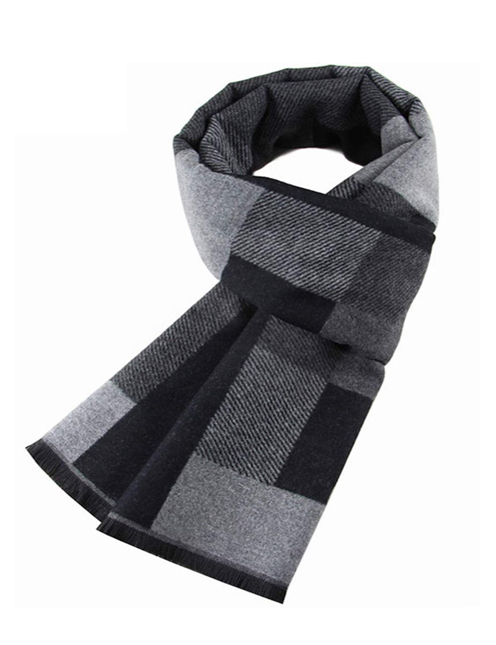 Men’s Winter Plaid Cashmere Scarf Formal Classic Warm Soft Tartan Scarves