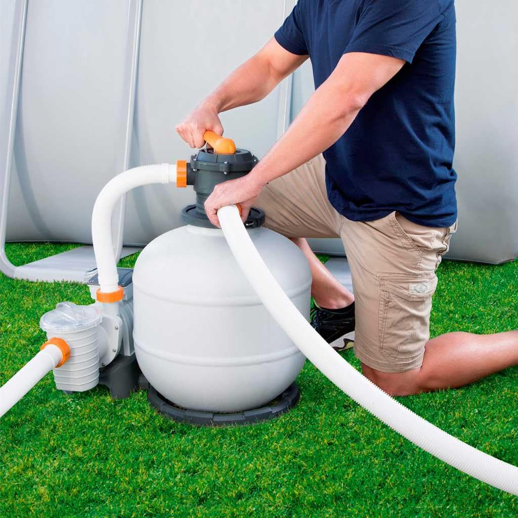 Flowclear Pompa filtro a sabbia 8327 l/h con dispenser di cloro ChemConnect, valvola a 6 posizioni e timer per piscine fuori terra