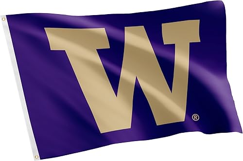 Desert Cactus Bandera de la Universidad de Washington U of W UW Huskies Husky banderines 100 poliéster para interiores y exteriores 3 x 5 diseño K