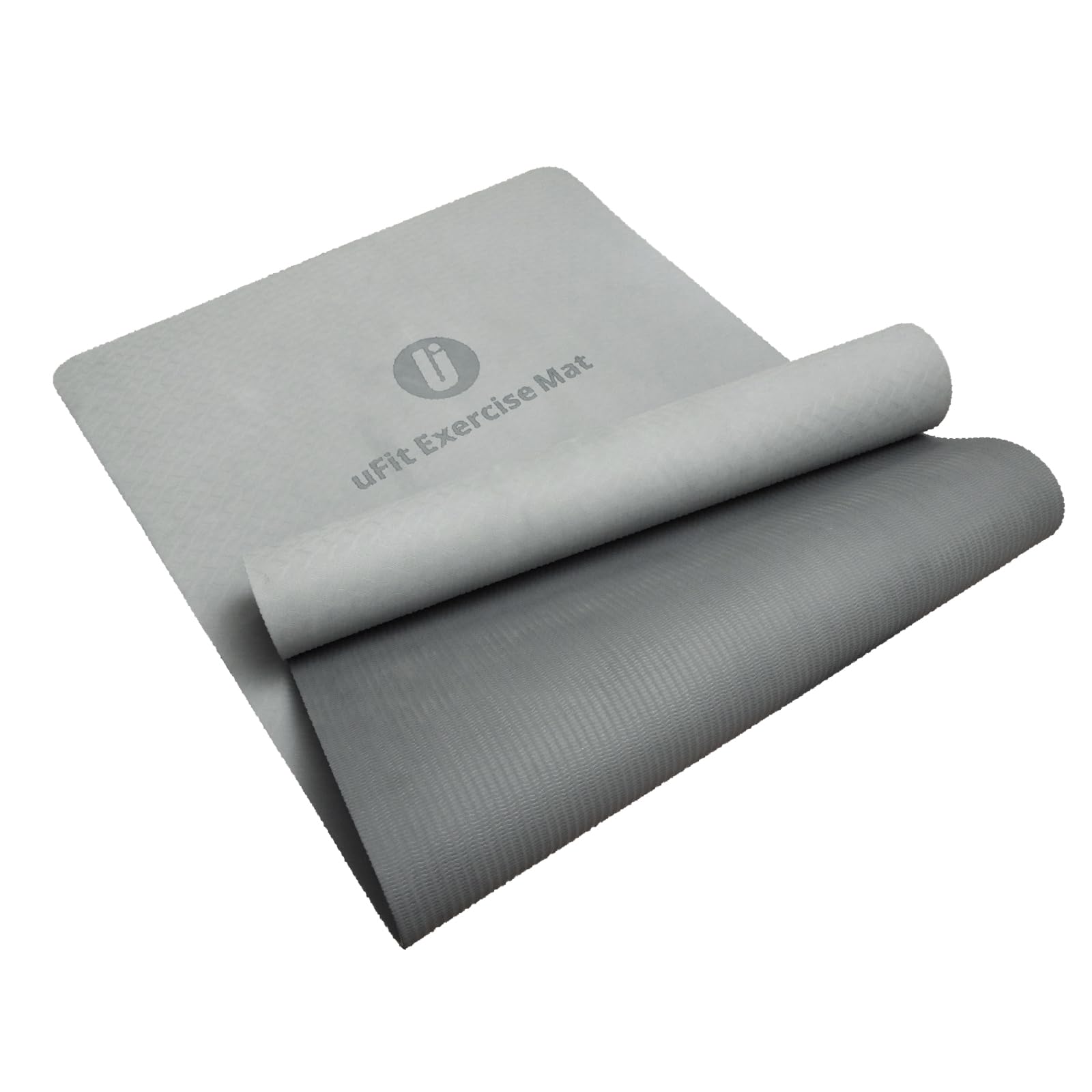 【日本国内メーカー】uFit Exercise Mat ヨガマット TPE 8mm 200cm*90cm 厚め 幅広 大きめ 痛くない 滑らない 両面滑り止め クッション性 防音 防水 耐久性 収束バンド付き ストレッチ ピラティス エクササイズマット (グレー, 200cm*90cm)