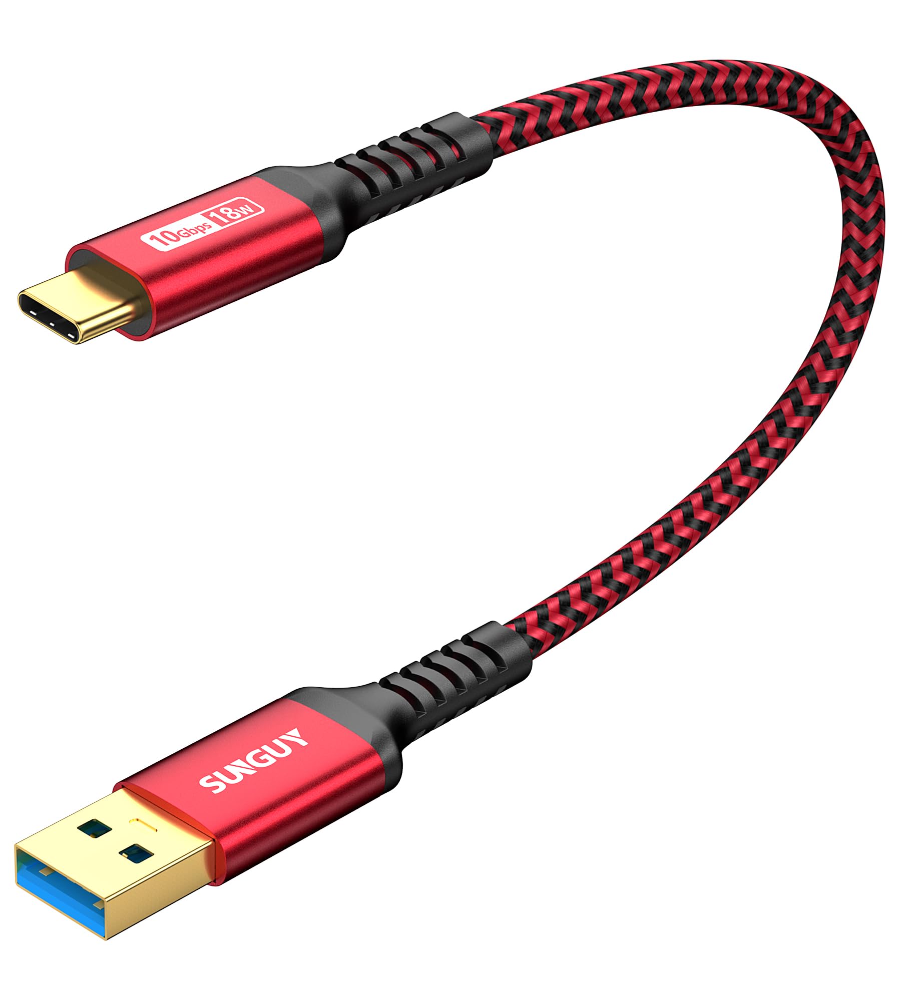 SUNGUY Cavo USB C, 0.3M USB 3.1 Gen 2 Cavo Type C Ricarica Rapida, 10Gbps Cavo Dati usb Type C per Android Auto，Samsung A53 S22 S21, XIAOMI, Google Pixel 6-Rosso