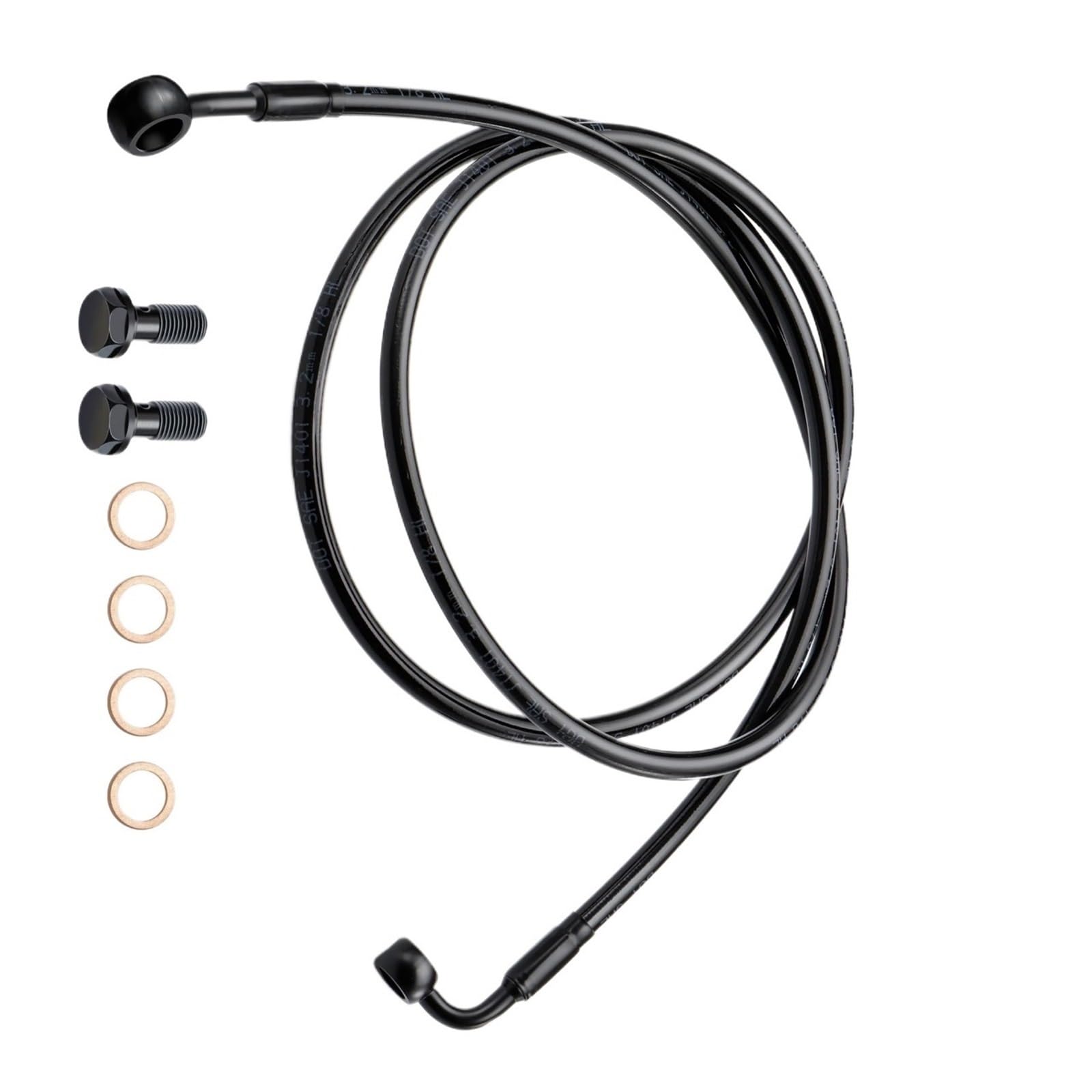 Cavi acceleratore moto Adatto per Harley Road senza ABS 140/145/150CM Tubi freno anteriori Tubo flessibile intrecciato acciaio inossidabile(150CM Black)