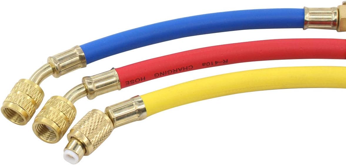 ApplianPar Set of 3 R134A R410A R12 R22 Ball Valve with Charging Hoses Set 1/4 Inch SAE Thread Connector for Air Condition Refrigeration Charging Tools AC HVAC Maintenance Kit 7 Inch Length : Automotive