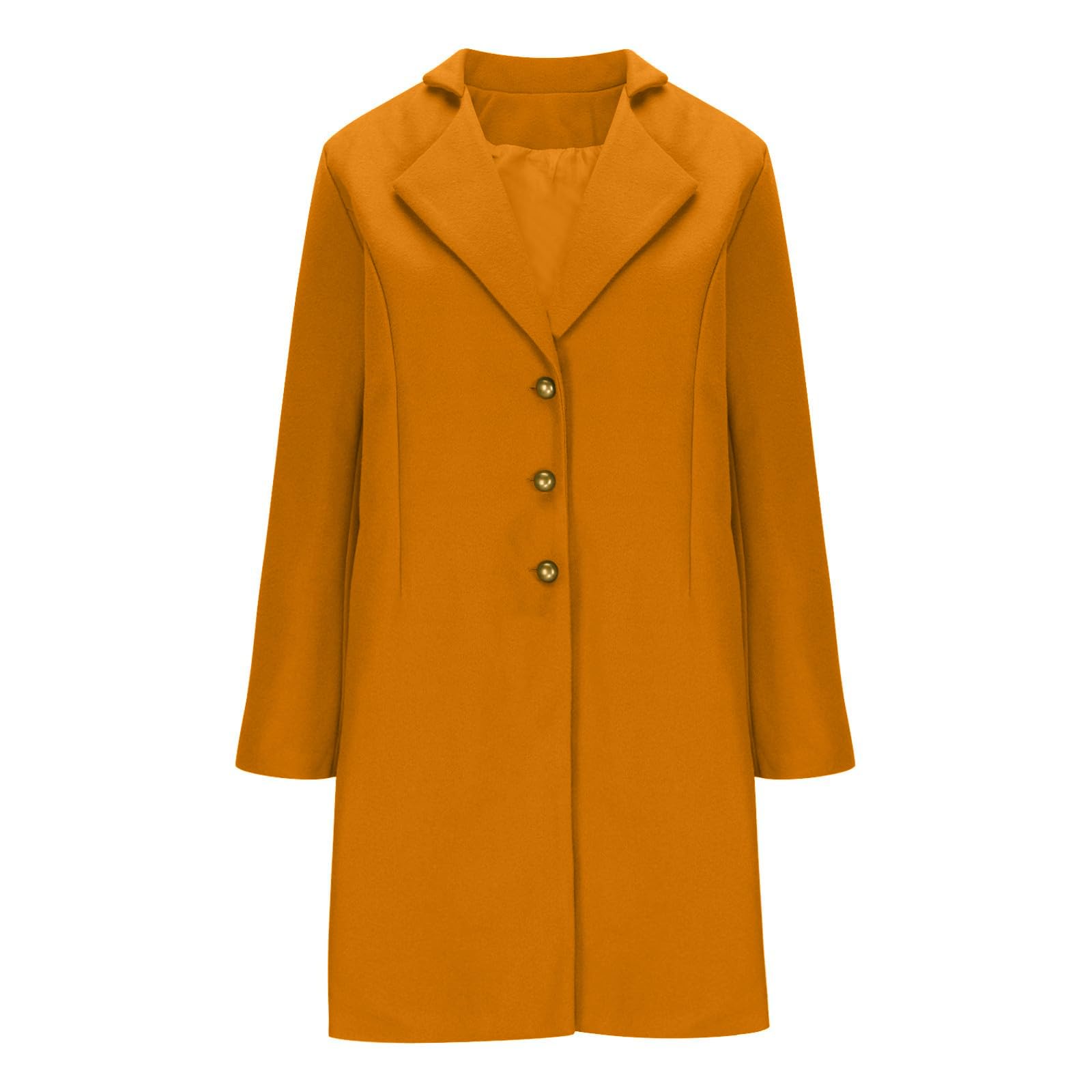 Generisch Wolljacke Damen Winter Wollmantel Mittellang Coat Mit Knöpfen