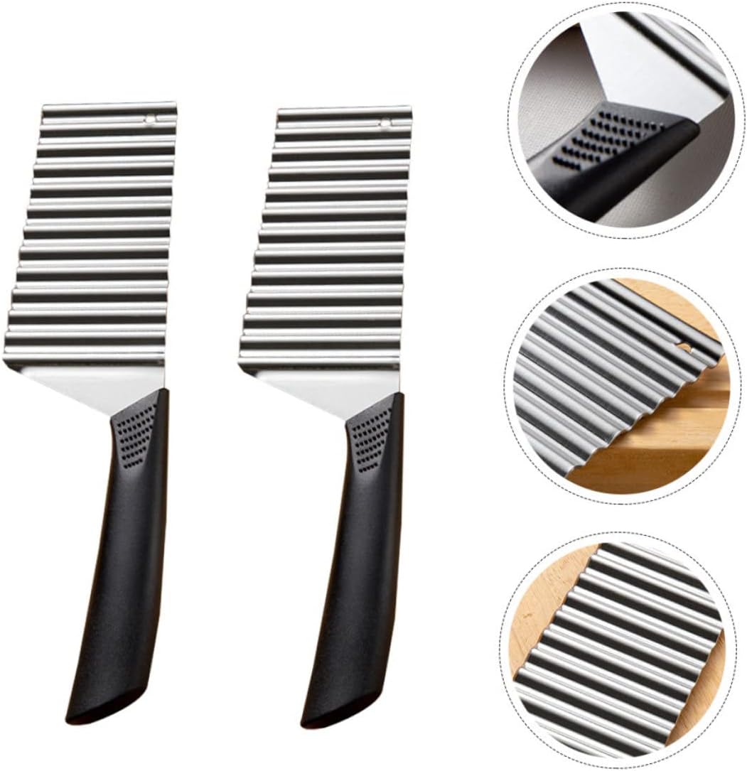 2pcs Wave Shape Stainless Steel Potato Cutter for Fruits