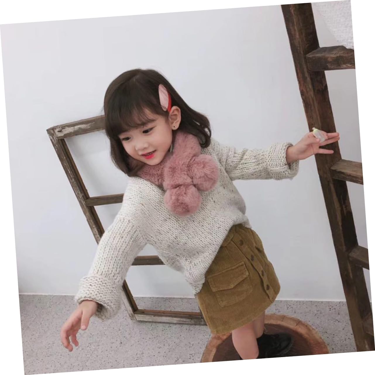 Scarf Faux Fur Neck Warm Scarves for Women Bonnet Winter Scarves Warm Neckerchief Cross Tie Collar