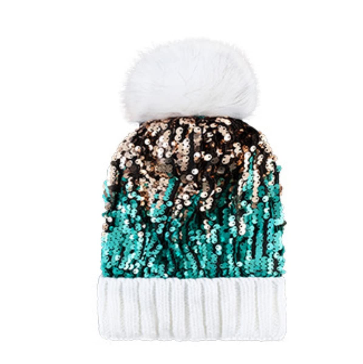 Czapka Beanie Czapka zimowa damska ciepła z brokatem cekinami dzianinowa czaszka czapka narciarska (jeden rozmiar)