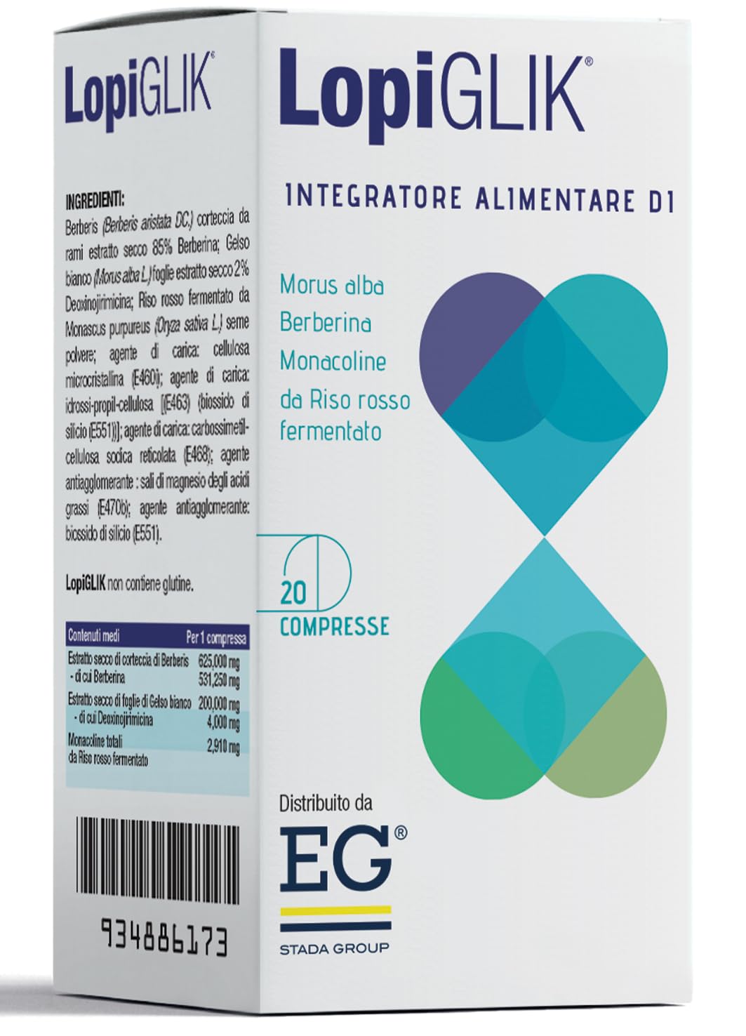 EG LopiGLIK Integratore Alimentare 20 Compresse di Morus Alba, Berberina, Monocolina da Riso Rosso Fermentato
