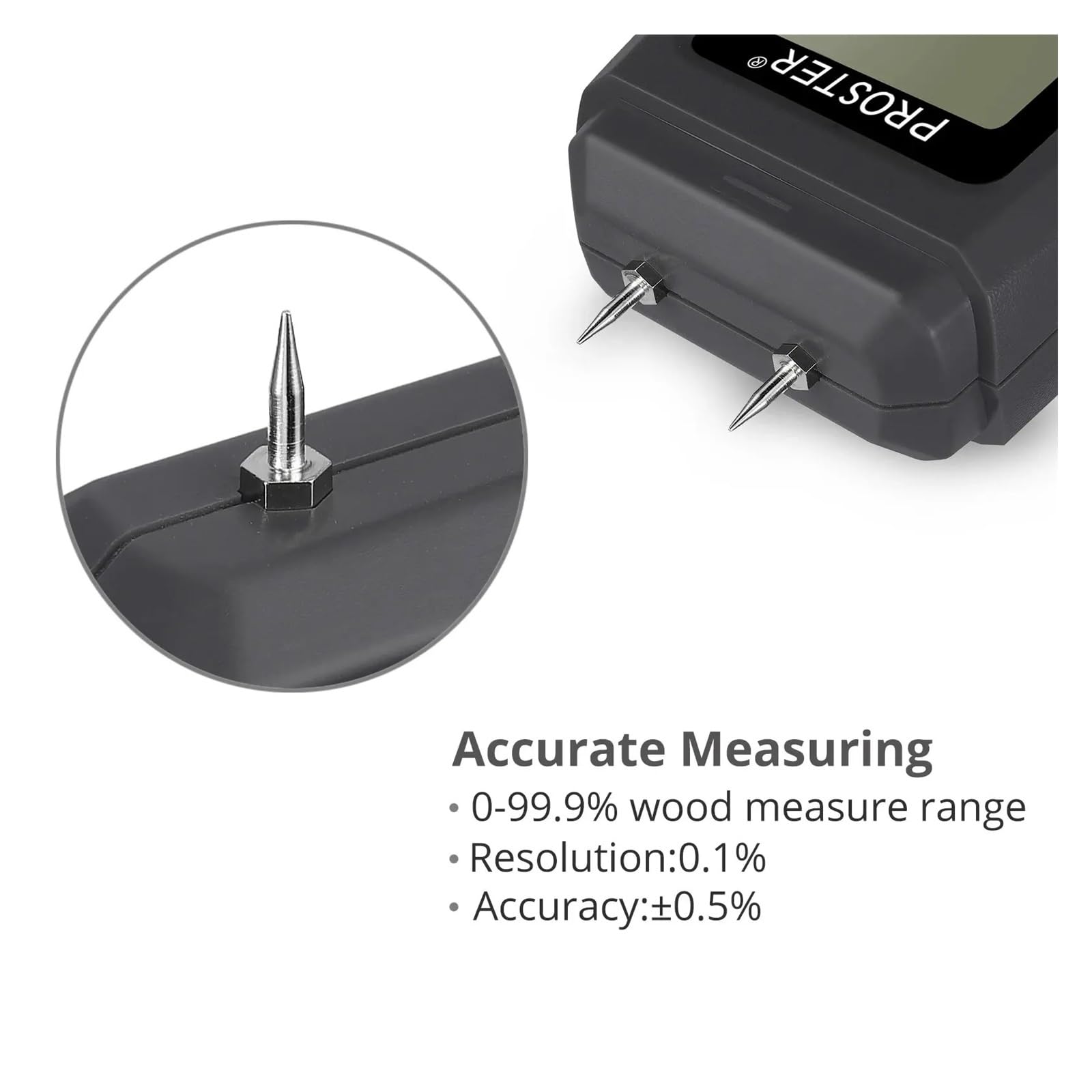Medidor de humedad de madera digital con pantalla LCD retroiluminada de gran tamaño, herramienta de prueba de humedad for madera Lecturas claras
