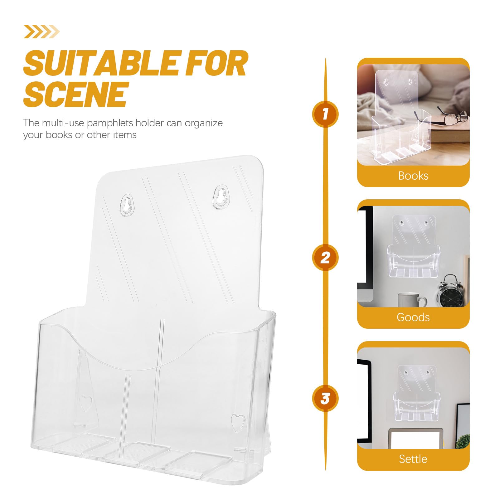 Porte-brochures et Rangement Mural Pratique Base Stable en Acrylique Transparent A4 et Organisation de Documents pour Bureau