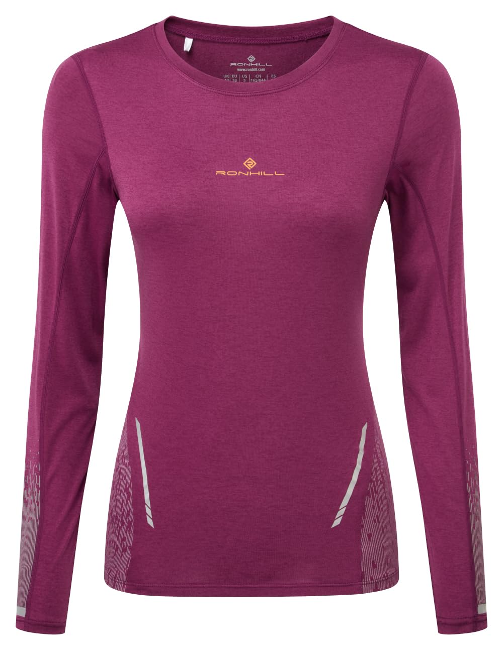 RONHILL Running, Wmn's Tech Reflect L/S Tee, Blackcurrant/Reflect, 16